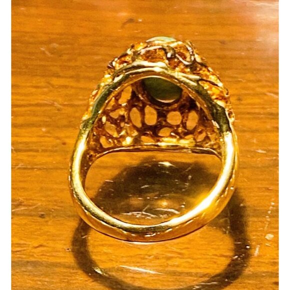 Vintage Connemara Marble Ring (Size 8) | Marked 14K RGP | Authentic Irish Herita - Picture 4 of 13